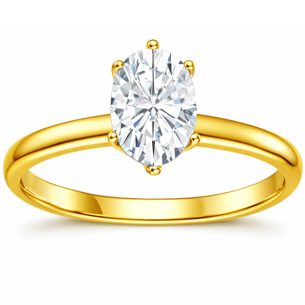 22K Gold Vermeil Moissanite Solitaire Ring