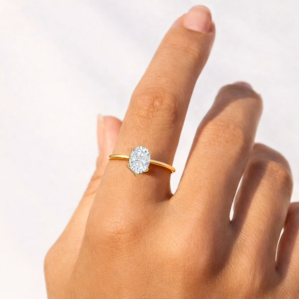 22K Gold Vermeil Moissanite Solitaire Ring Fine Color Jewels