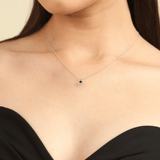 model showcasing  Genuine Sapphire Dancing Necklace 925 Sterling Silver Necklace Beautiful Necklace for Her Gift for Women
