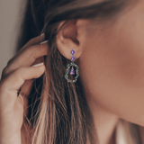 Amethyst Dangling Snake Earrings Fine Color Jewels $50-100, 925-Sterling-Silver, Amethyst, Dangle, dla-dm-discount-all-143240, dla-dm-discount-all-154898, Drop, Hoop, Oval, Purple, sale