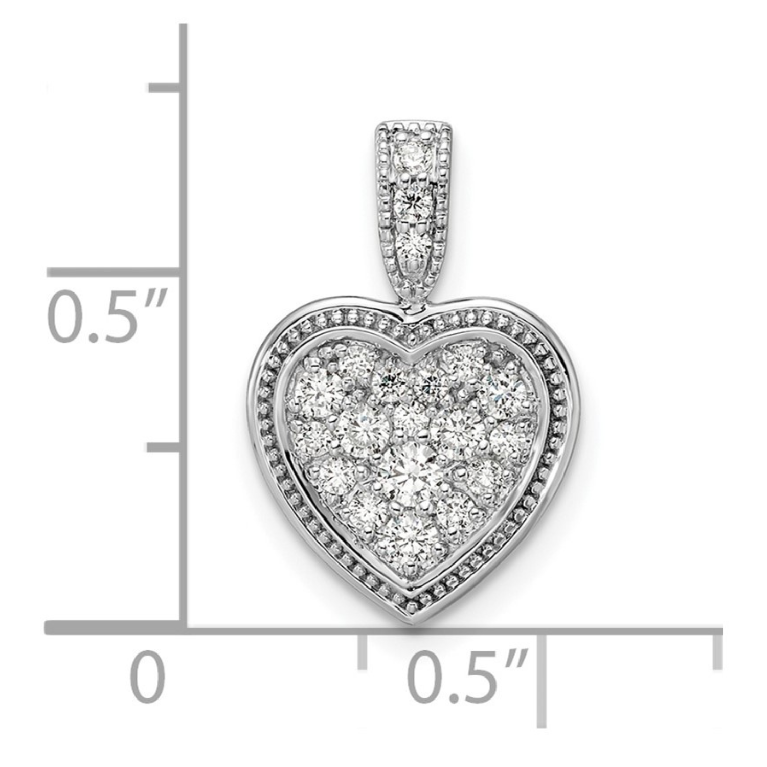 14k White Gold Lab Diamond Cluster Heart Pendant