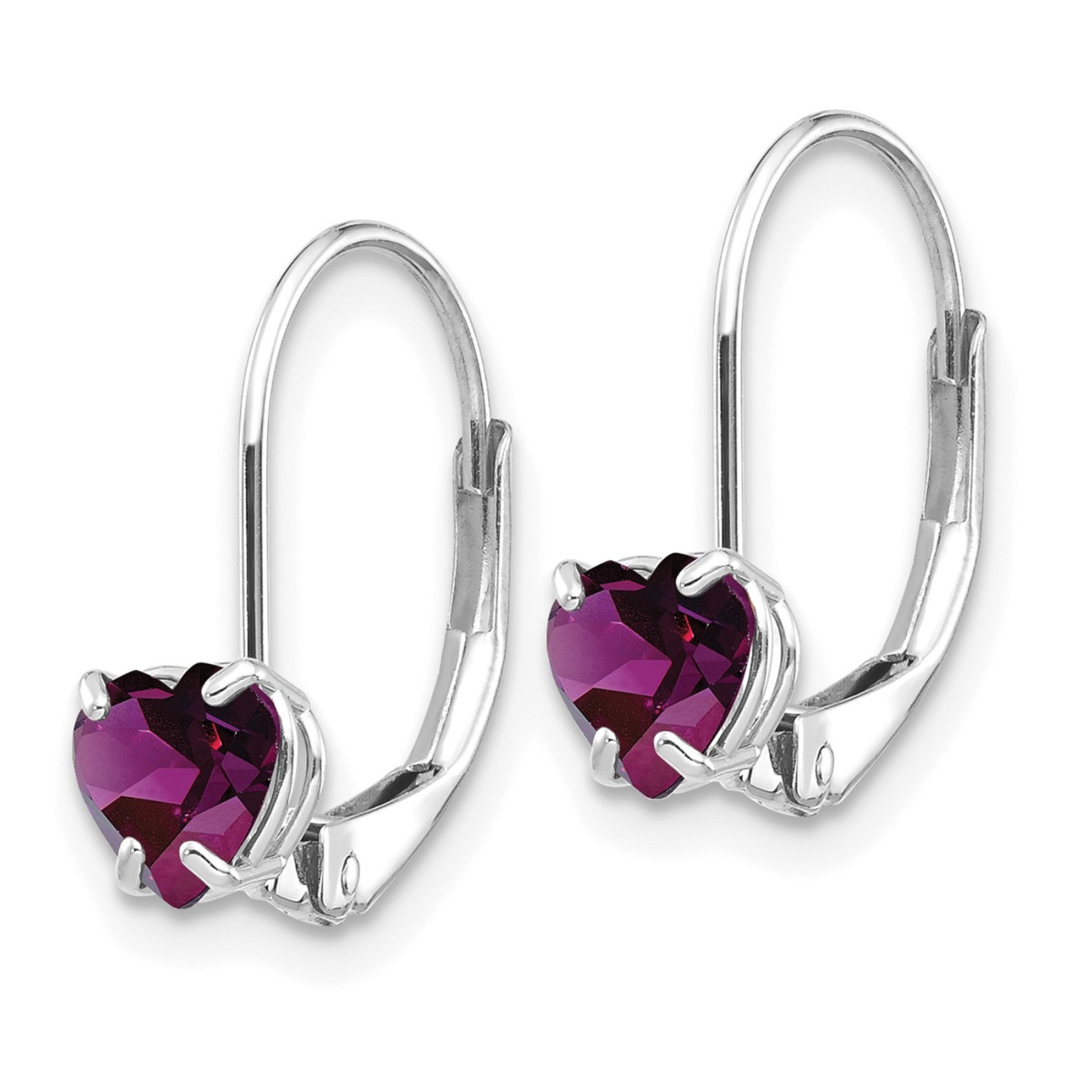 14k Gold Heart Gemstone Leverback Earrings