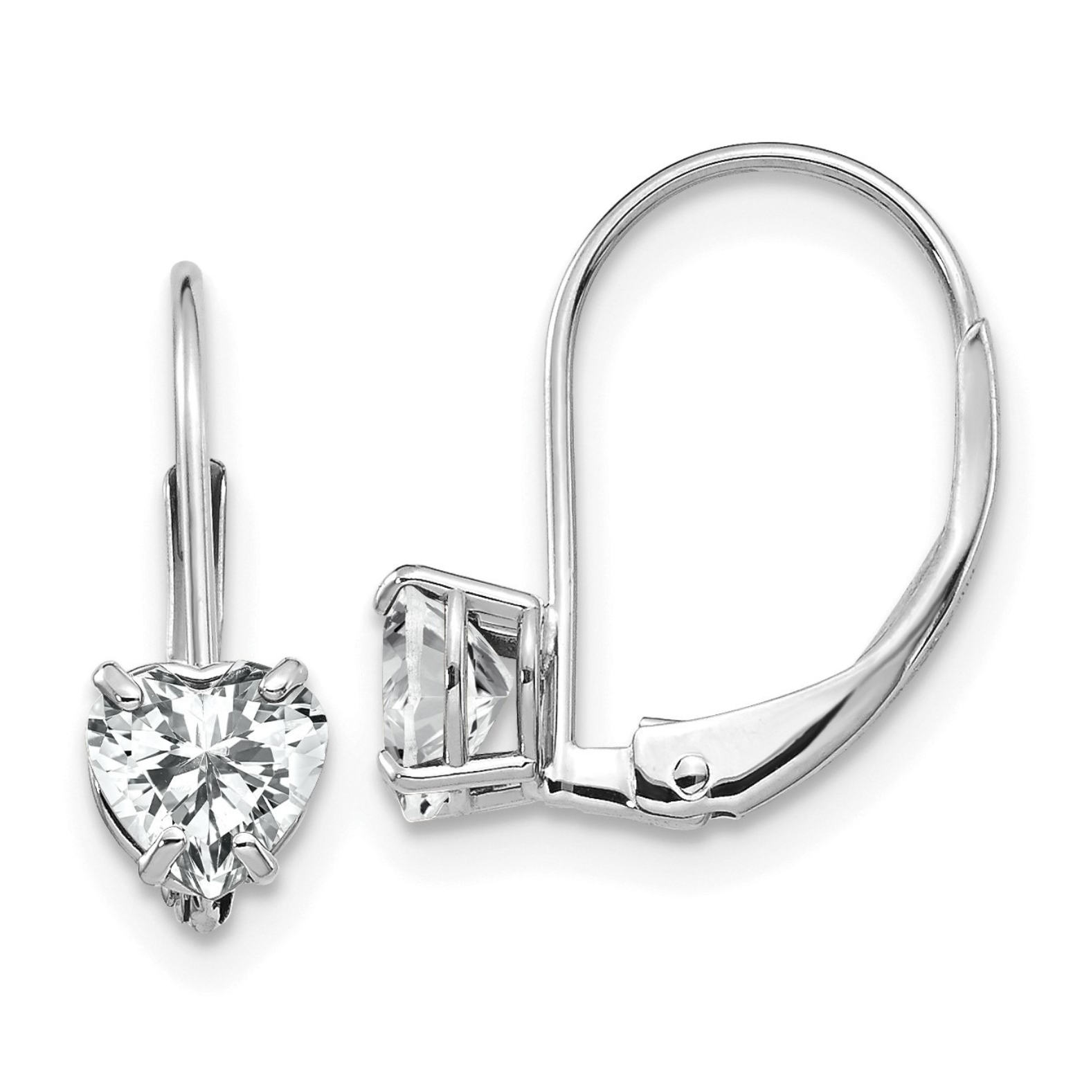 14k Gold Heart Gemstone Leverback Earrings