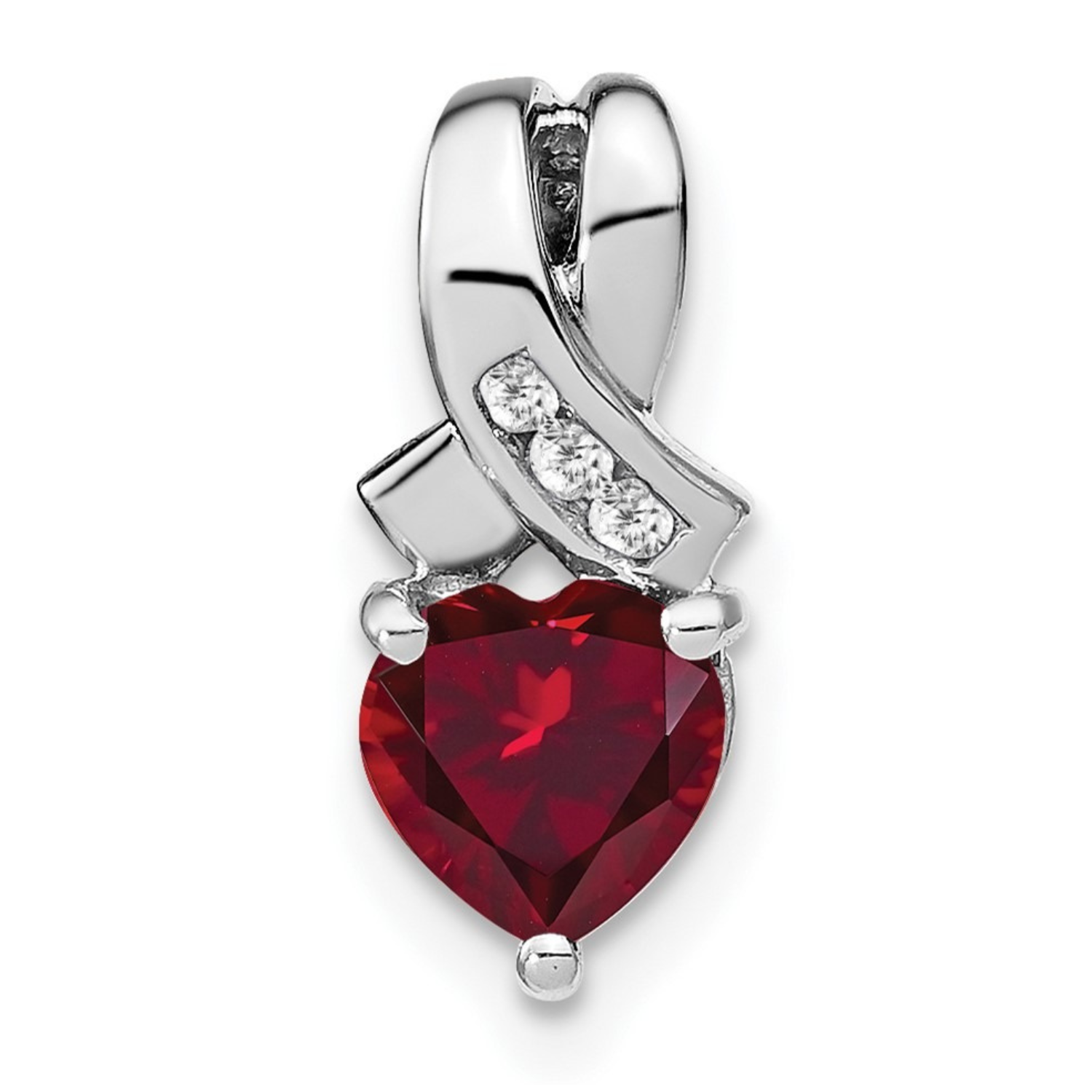 Sterling Silver Gemstones and Diamond Heart Pendant