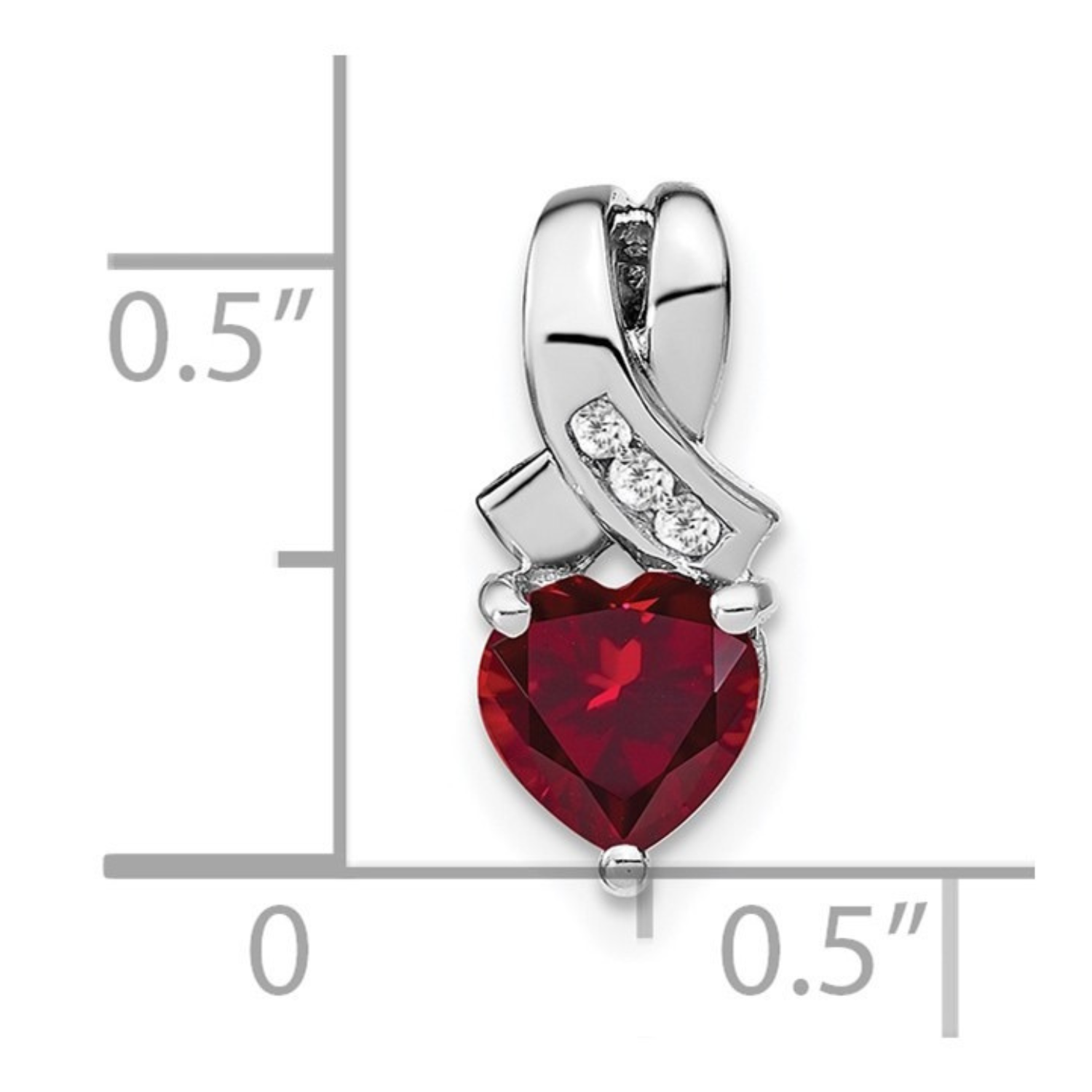 Sterling Silver Gemstones and Diamond Heart Pendant