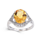 Oval citrine with topz ring, citrine ring in 925 sterling silver, chunky citrine ring, statement ring