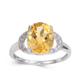 Oval cut Citrine ring, Topaz accent ring, yellow gemstone ring, stunning orange ring, statement ring