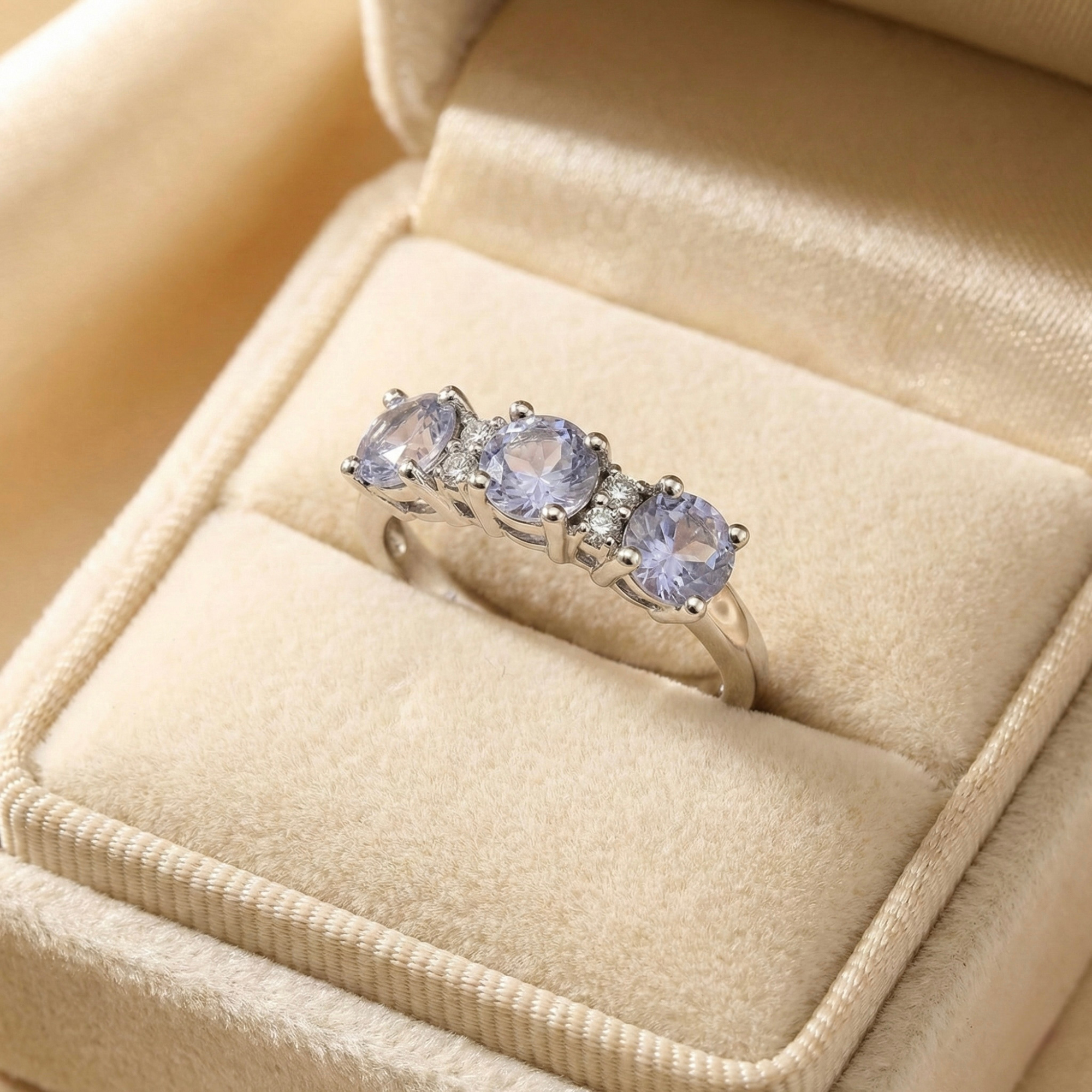 Aquamarine Three Stone Ring