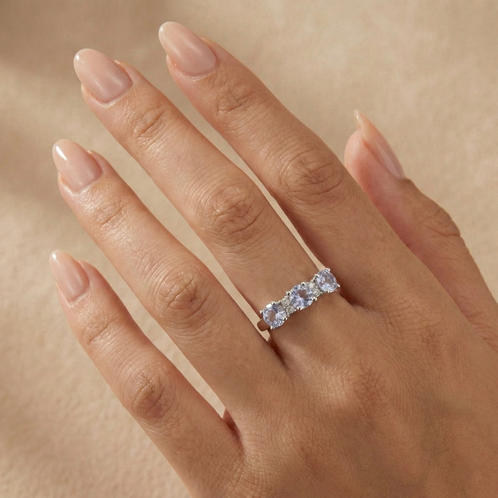 Aquamarine Three Stone Ring