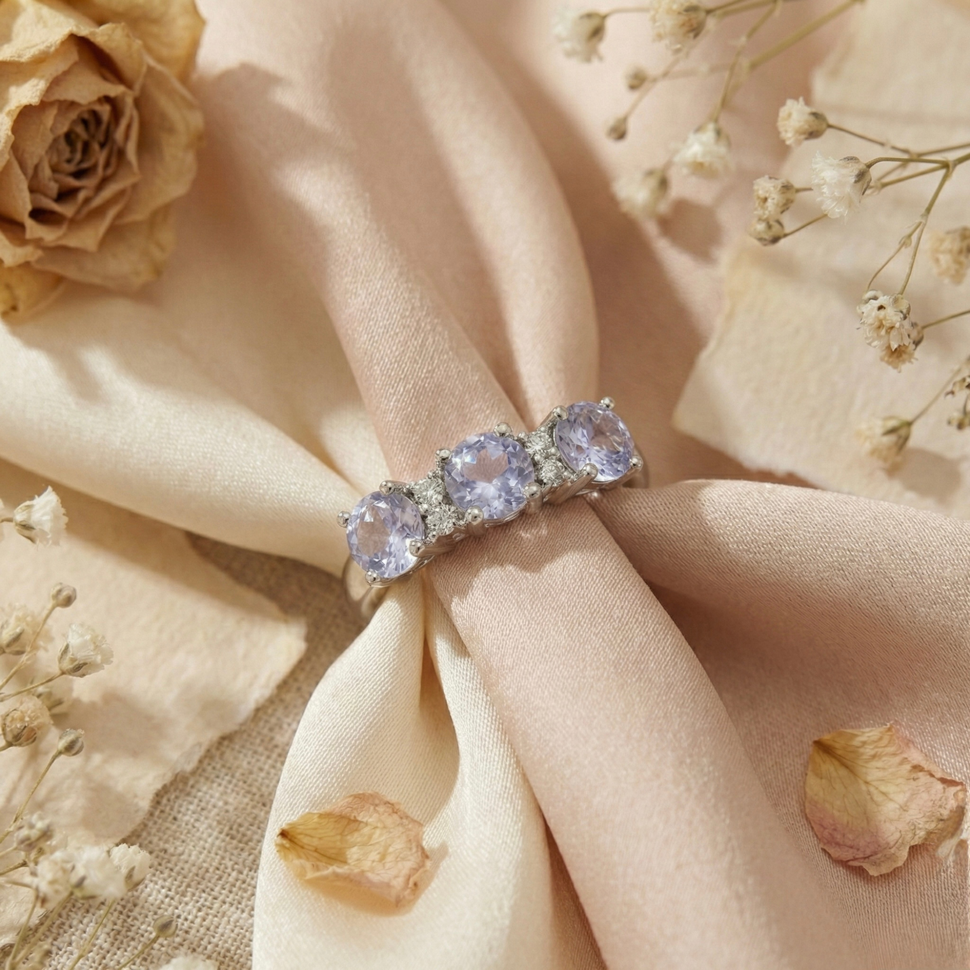 Aquamarine Three Stone Ring