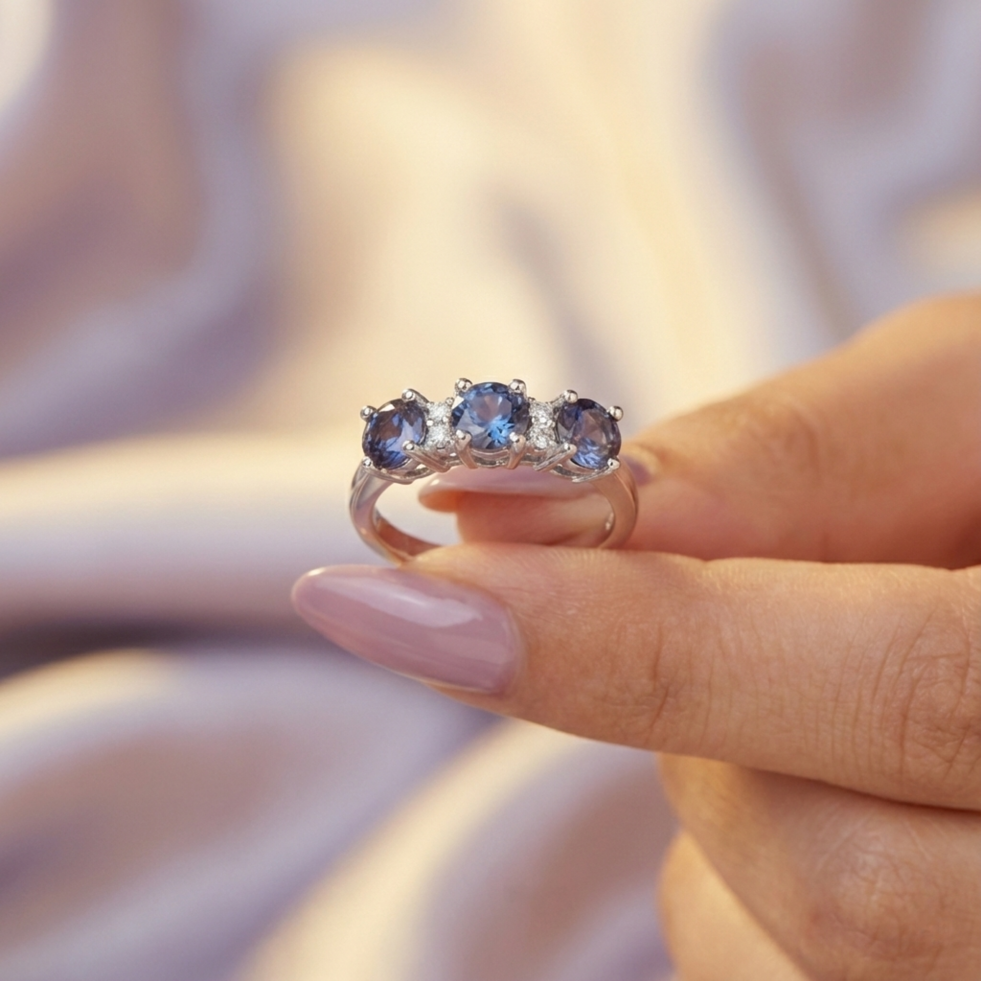 Bague à trois pierres en alexandrite