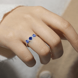 Ceylon Sapphire Three Stone Ring Fine Color Jewels 5, 6, 7, 8, 925 Sterling Silver, Blue, dla-dm-discount-all-143240, dla-dm-discount-all-154898, Moissanite, Round, sale, Sapphire, Three Stone, White