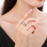 Natural topaz ring design, model wearing topaz ring, affordable ring design