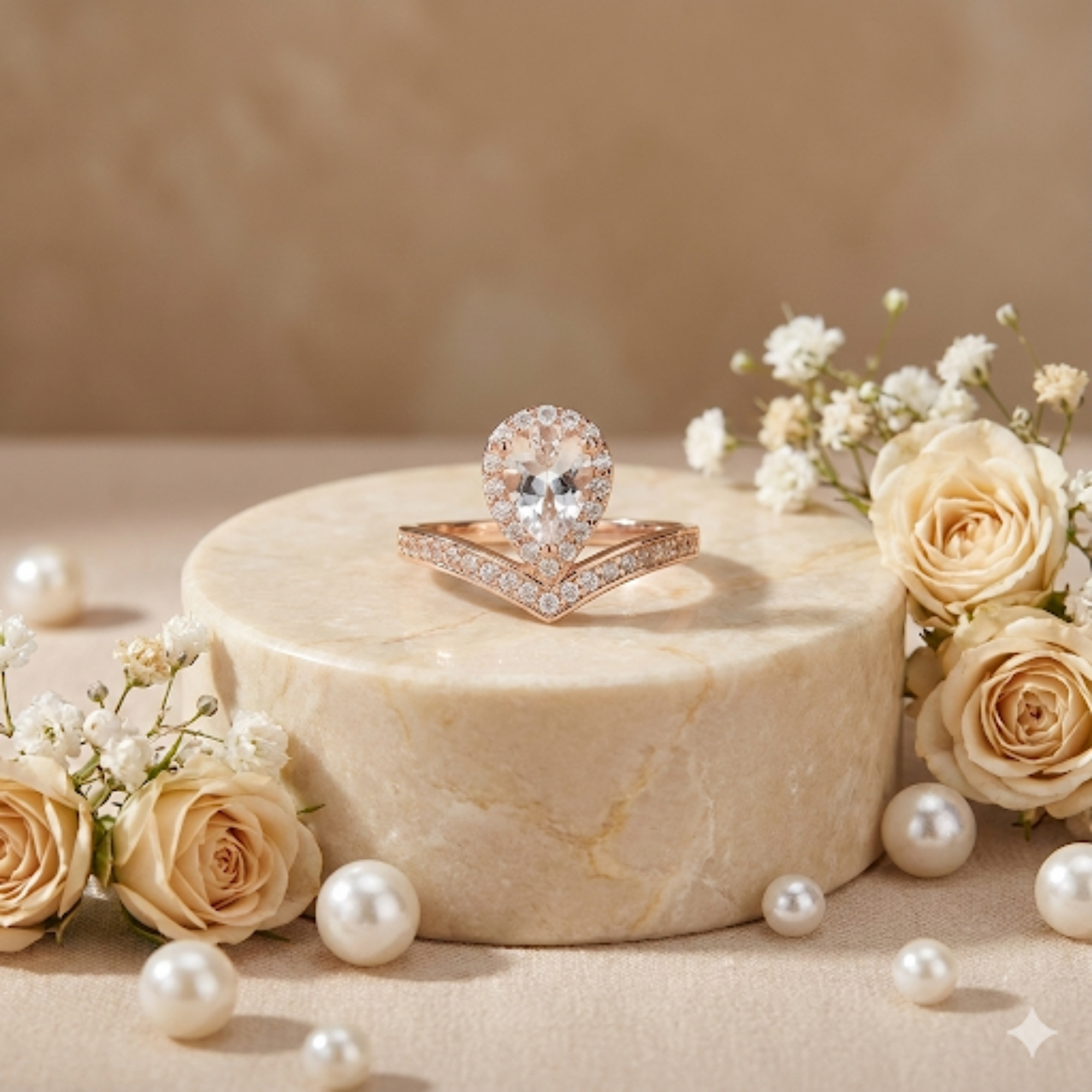 Anillo de lágrima con topacio blanco