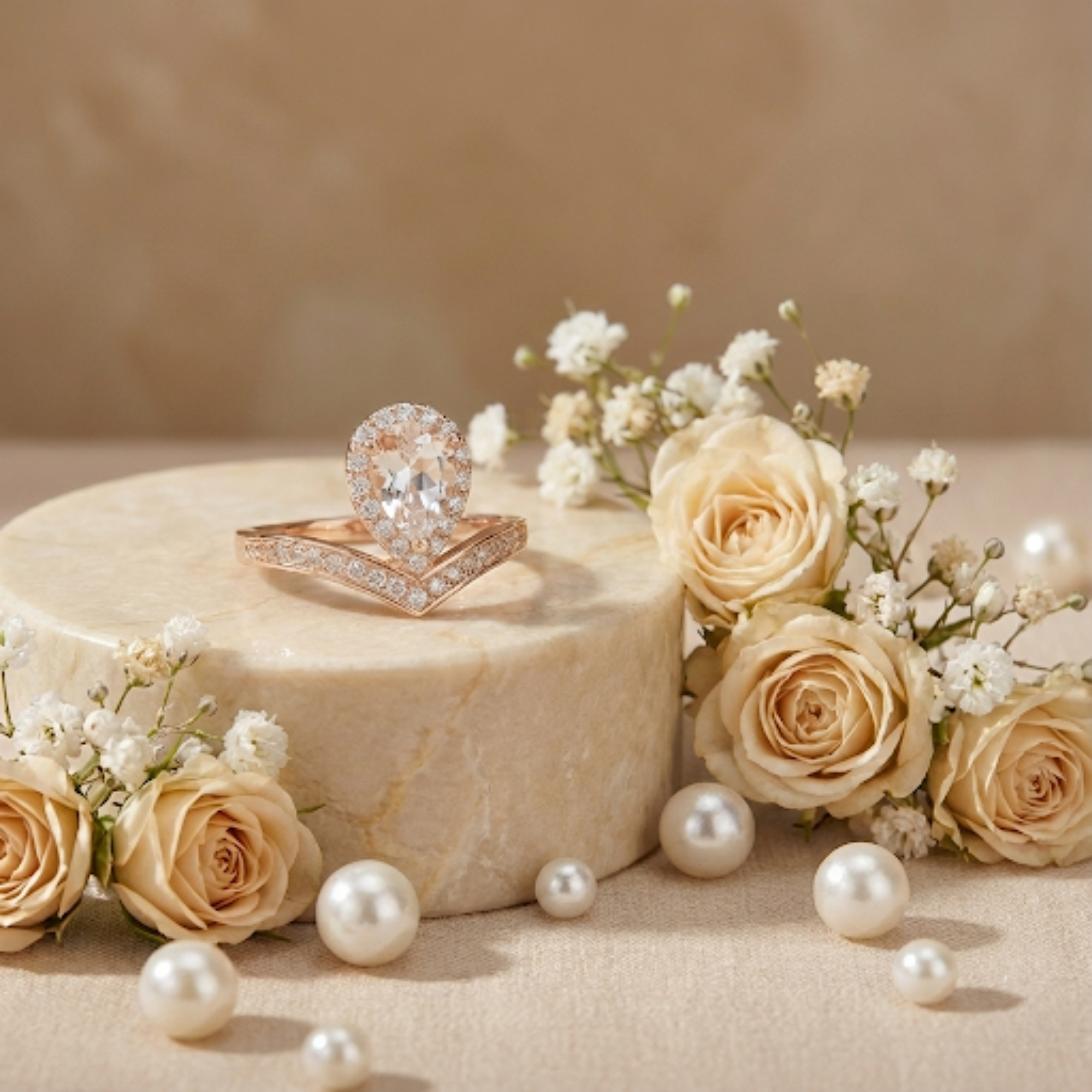 Anillo de lágrima con topacio blanco