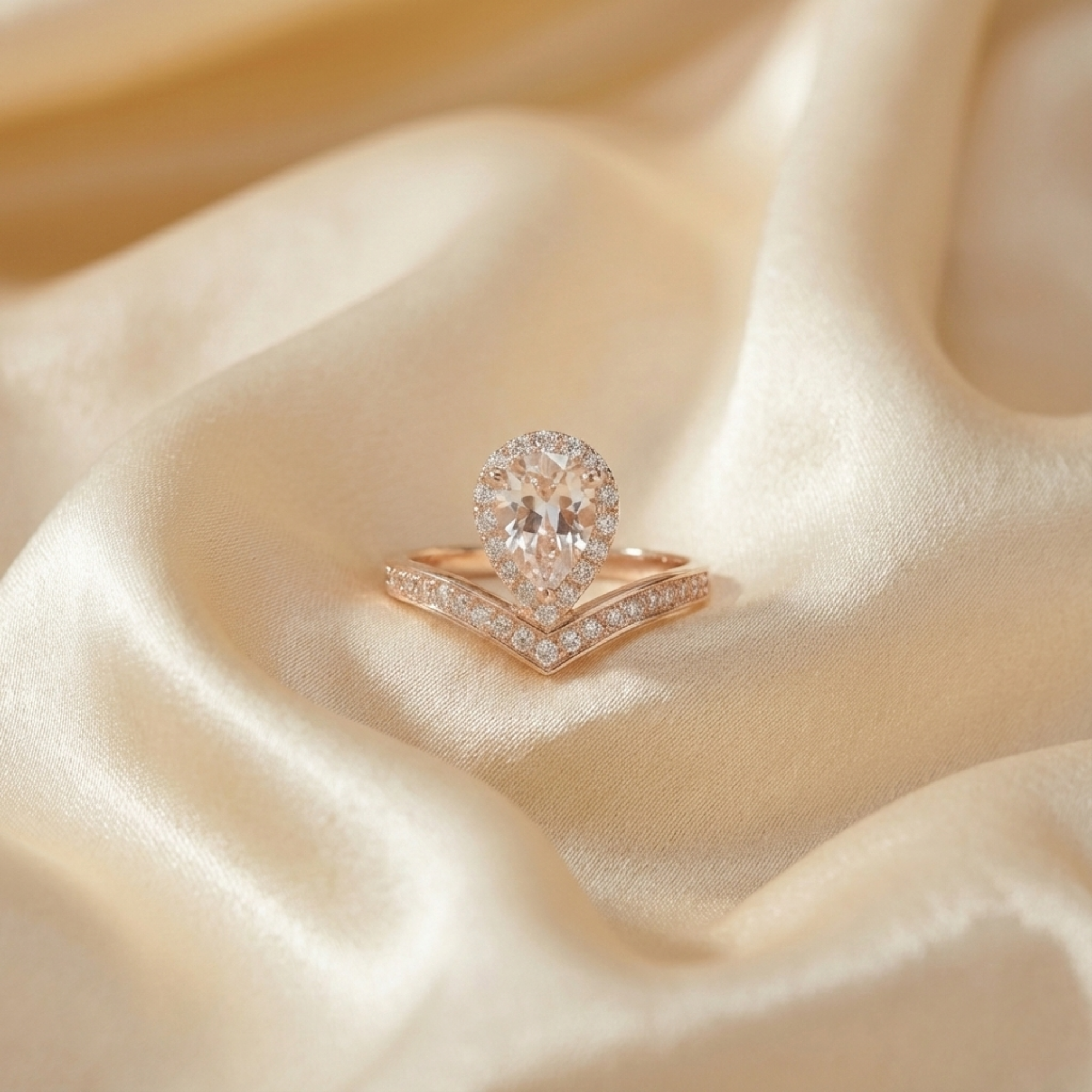 Anillo de lágrima con topacio blanco