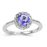 Tanzanite Halo Ring, solitaire ring, stunning blue gemstone, rare gemstone, december birthstone, elegant solitaire ring design'