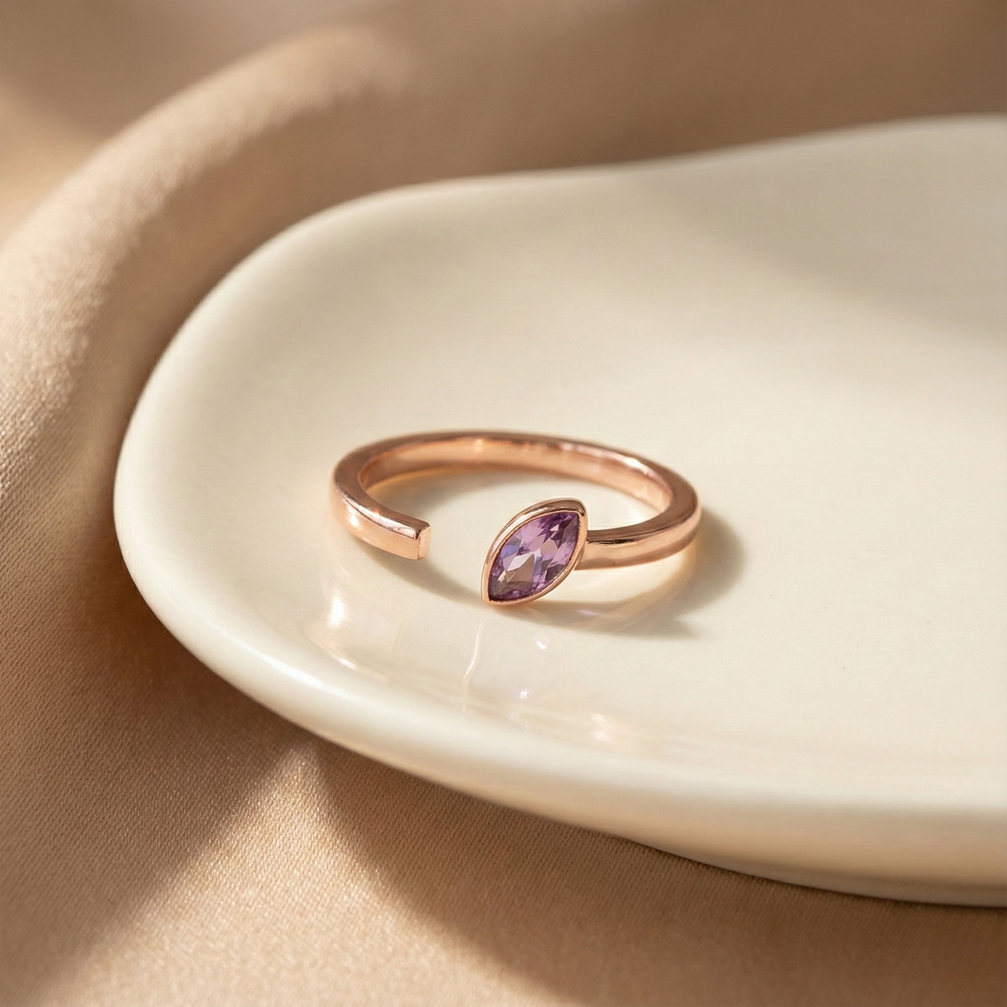 Bagues Midi Ouvertes Marquise Améthyste