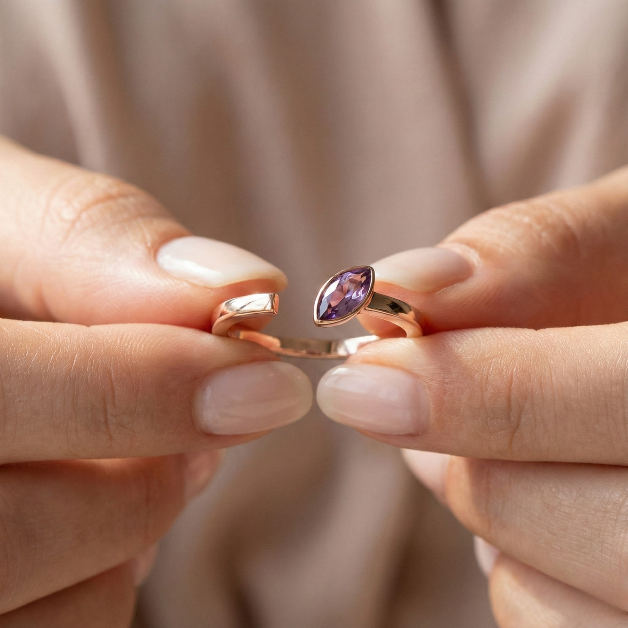 Bagues Midi Ouvertes Marquise Améthyste