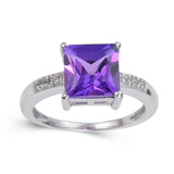 Purple Sapphire Square Solitaire Ring, Square cut sapphire ring