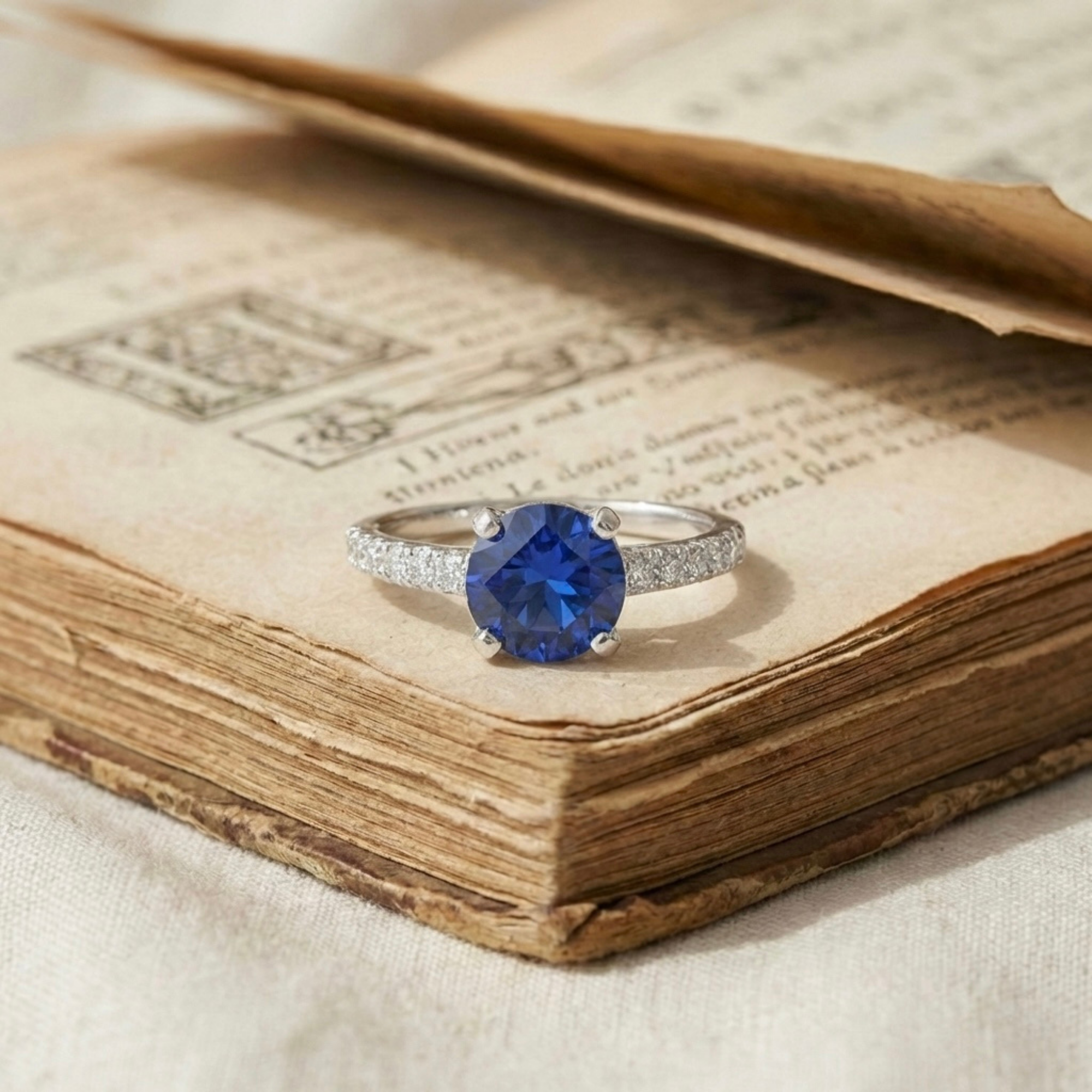 Ceylon Sapphire Round Solitare Ring