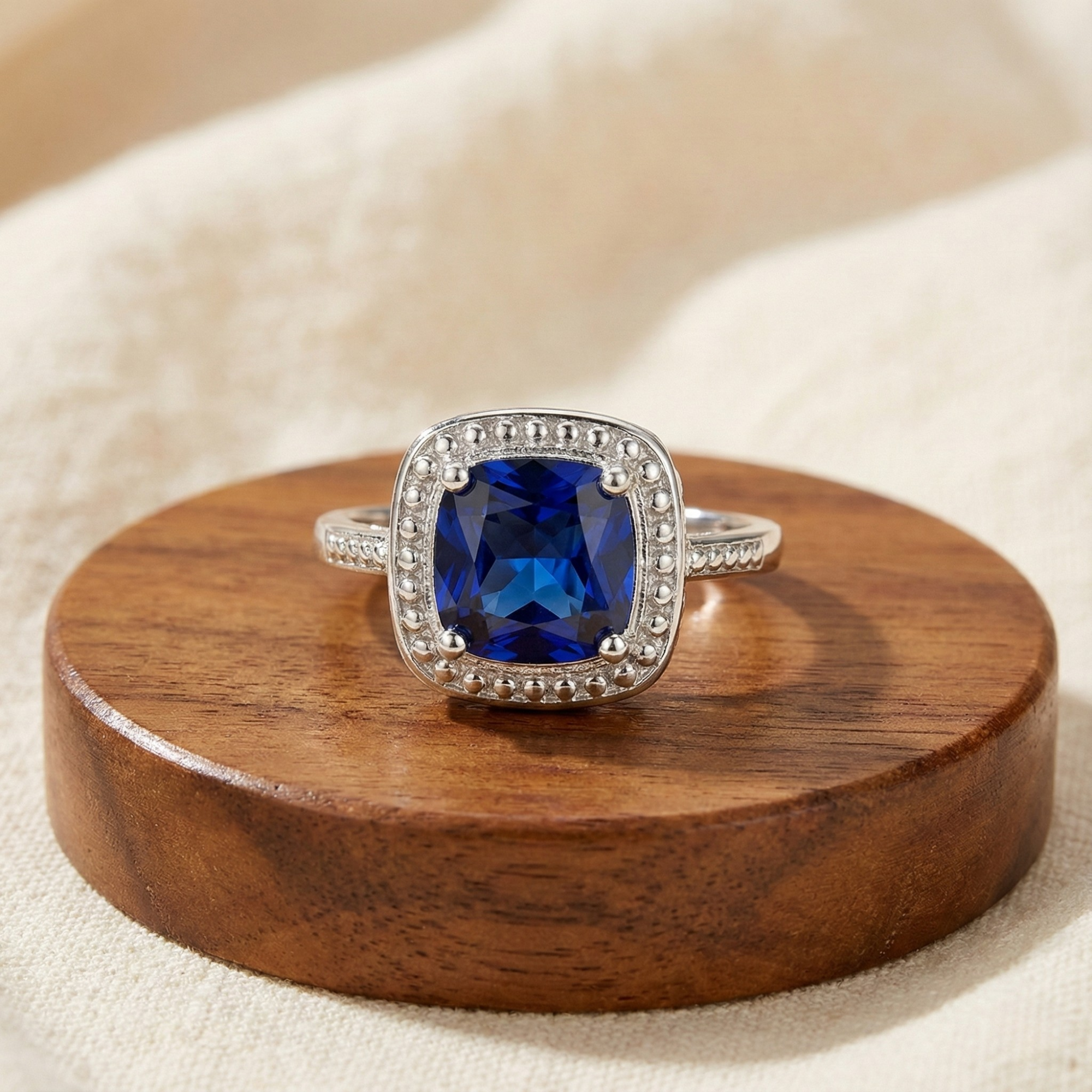 Ceylon Sapphire Cushion Statement Ring
