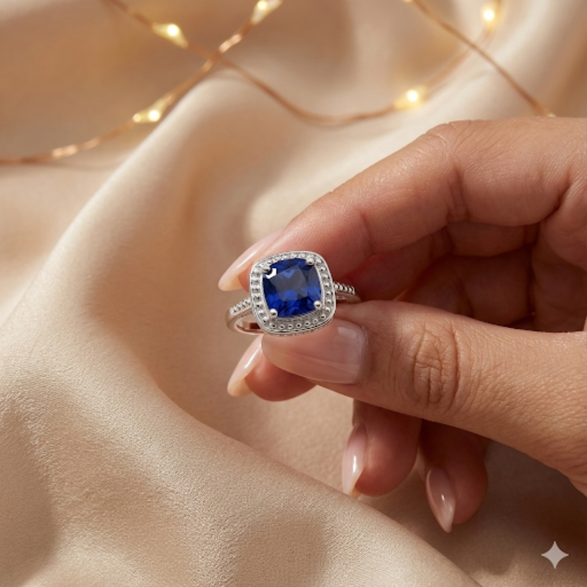 Ceylon Sapphire Cushion Statement Ring