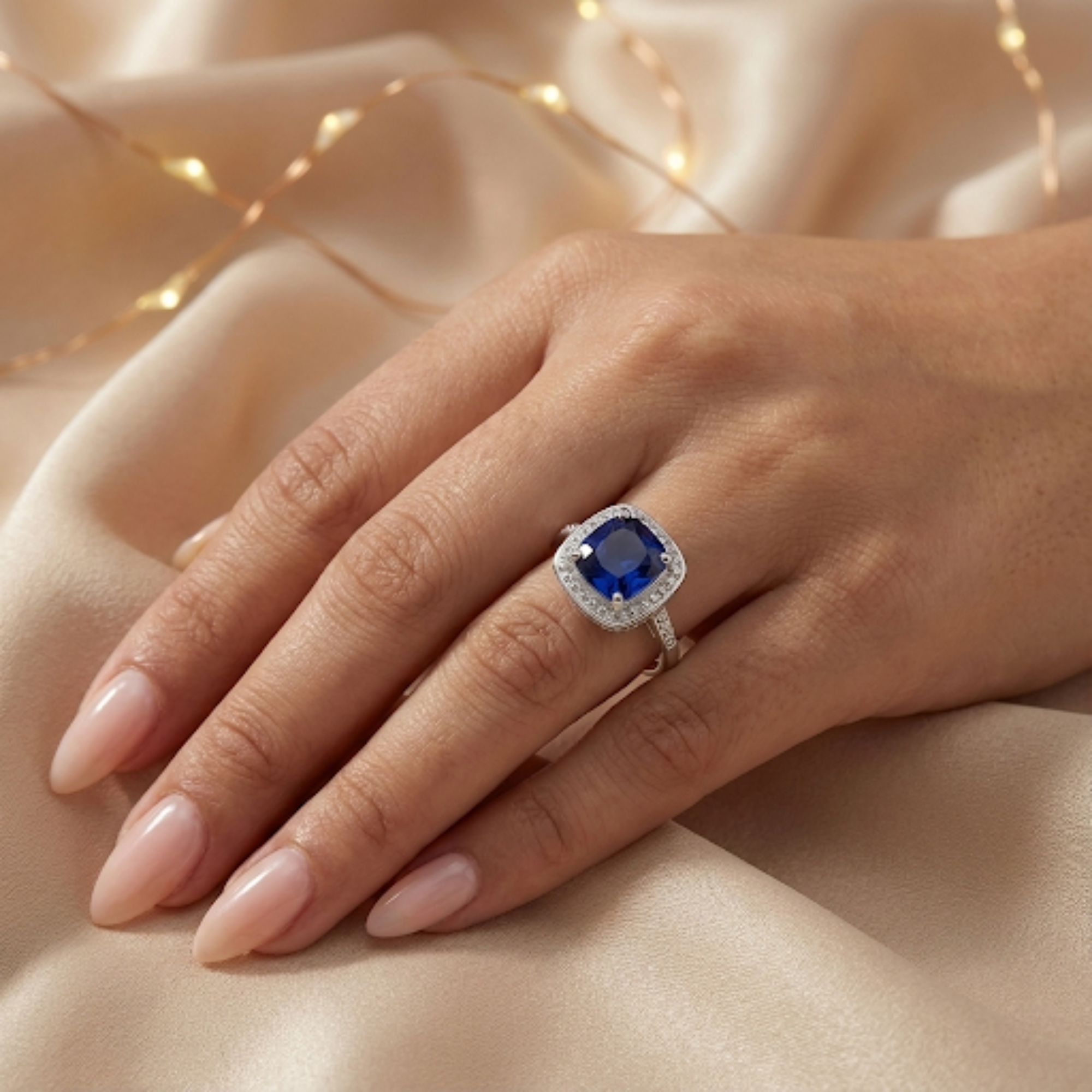 Ceylon Sapphire Cushion Statement Ring