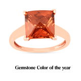 Lab Grown Padparadscha Sapphire Ring, Peach Sapphire Cushion Rose Gold Ring 