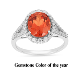 Lab Grown Padparadscha Sapphire Oval Halo Ring, peach lab grown sapphire ring, september birthstone ring, oval cut sapphire ring