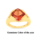 18k yellow gold Lab Grown Padparadscha Sapphire Ring, Peach sapphire ring, orange cushion cut gemstone ring 