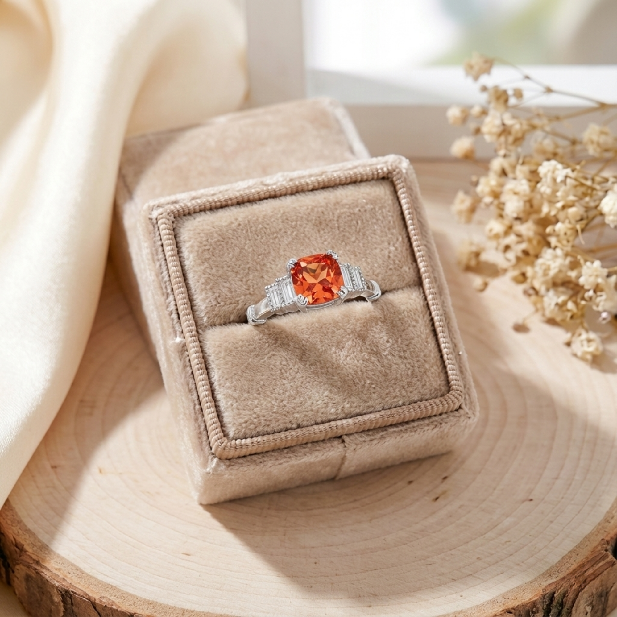 Bague de déclaration en saphir pêche