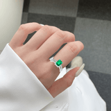 Colombian Created Emerald Double Band Ring