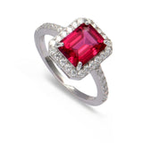 Lab Grown Ruby Octagon Ring Fine Color Jewels affordable ring, Created ruby ring, dla-dm-discount-all-154898, engagement ring, engagement rings, Lab Created Ruby, LAB CREATED RUBY RING, Lab grown ruby ring, ring for women, Ruby Halo Ring, Ruby pave ring, ruby ring, Ruby silver ring, sterling silver ring