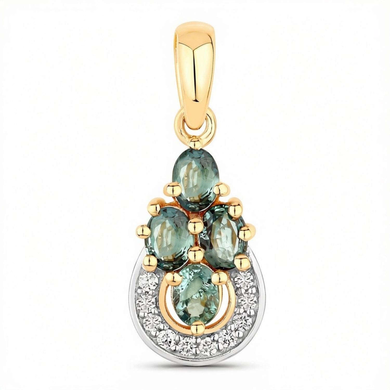 0.63 Ct Genuine Oval Alexandrite and Diamond 18K Yellow Gold Cocktail Pendant Only