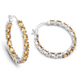 Genuine Citrine Hoop Earrings