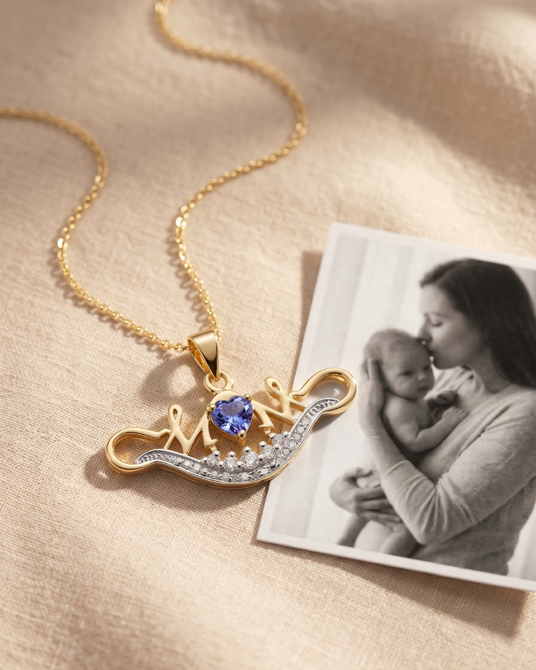 0.45 Ct Heart Violet Tanzanite Prong Gold Plated Silver Mom Pendant Necklace