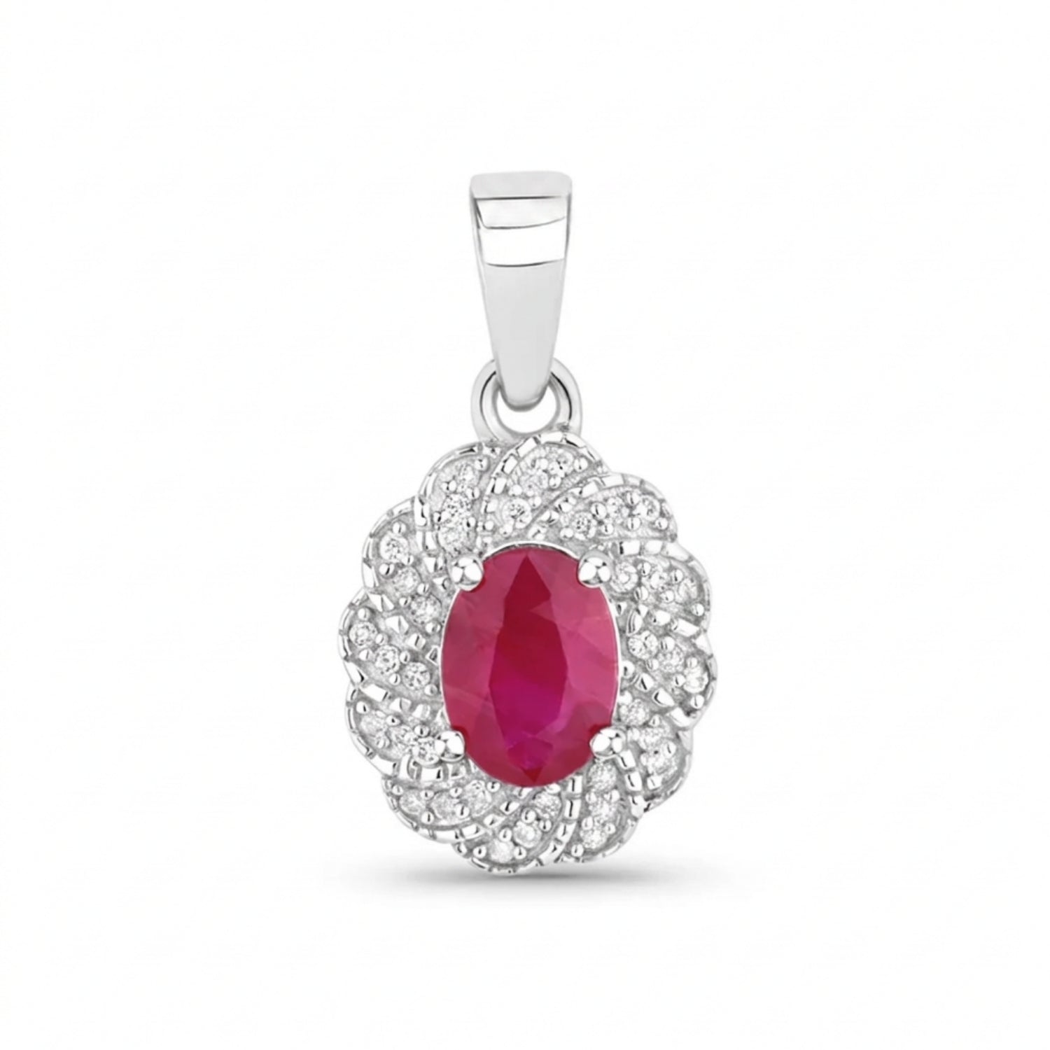 Genuine 10K Ruby and White Diamond Pendant Only