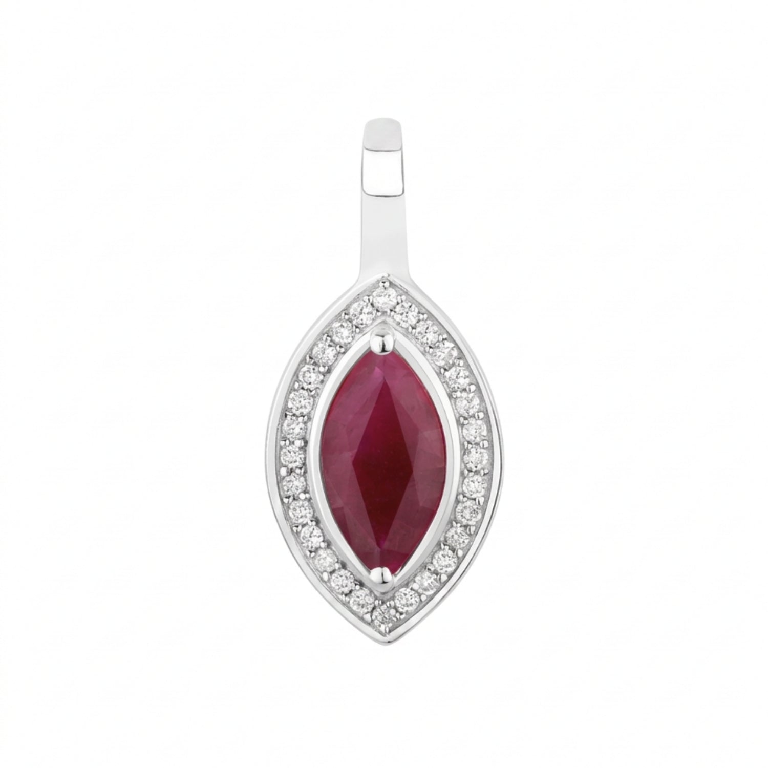 Genuine 10K Pink Ruby and White Diamond Pendant Only
