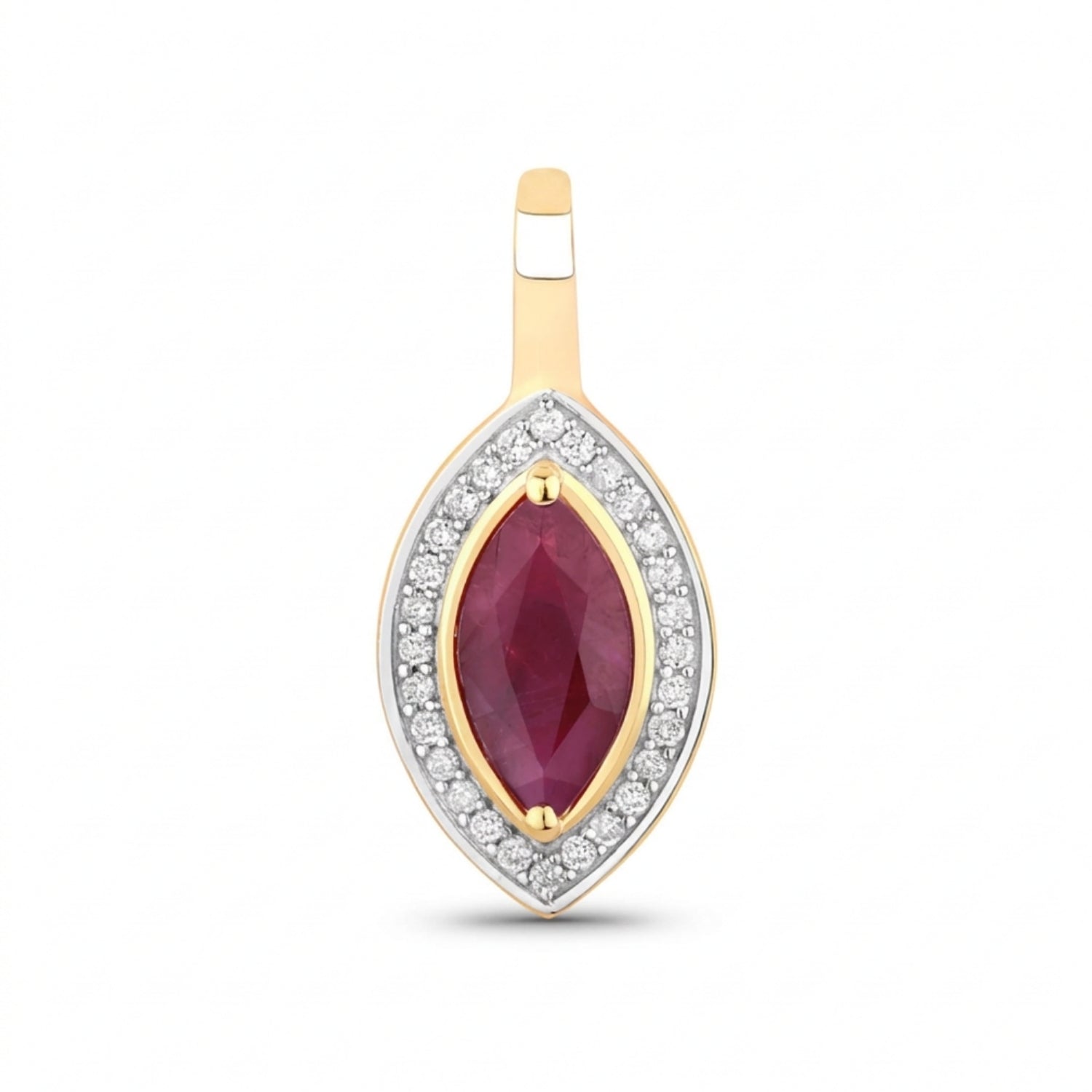 Genuine 10K Pink Ruby and White Diamond Pendant Only