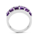 Genuine Amethyst Half Eternity Band Ring