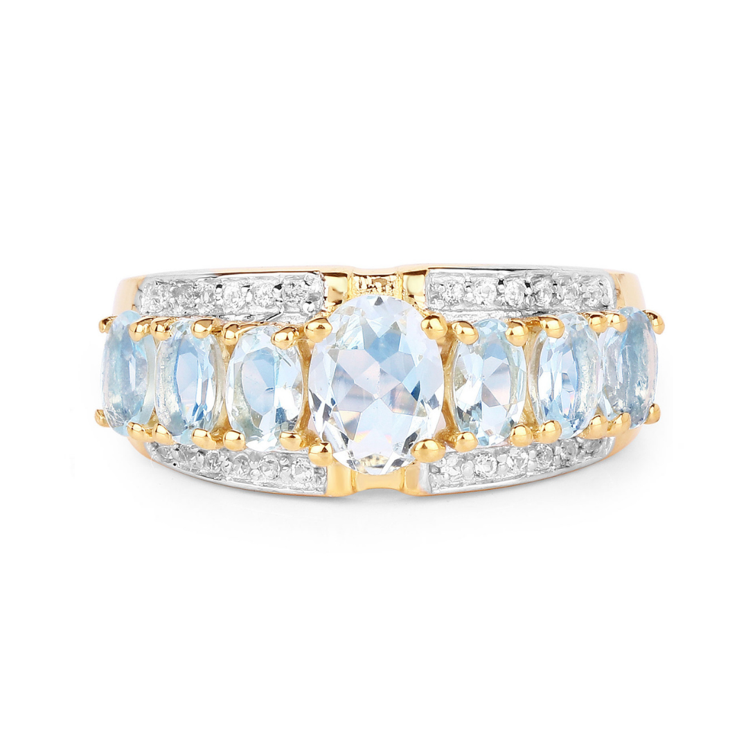 Anillo de compromiso con diamante y aguamarina