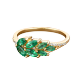 14K Zambian Emerald And Diamond Cluster Ring