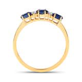 10K Gold Blue Sapphire And Diamond Three Stone Ring