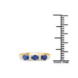 10K Gold Blue Sapphire And Diamond Three Stone Ring