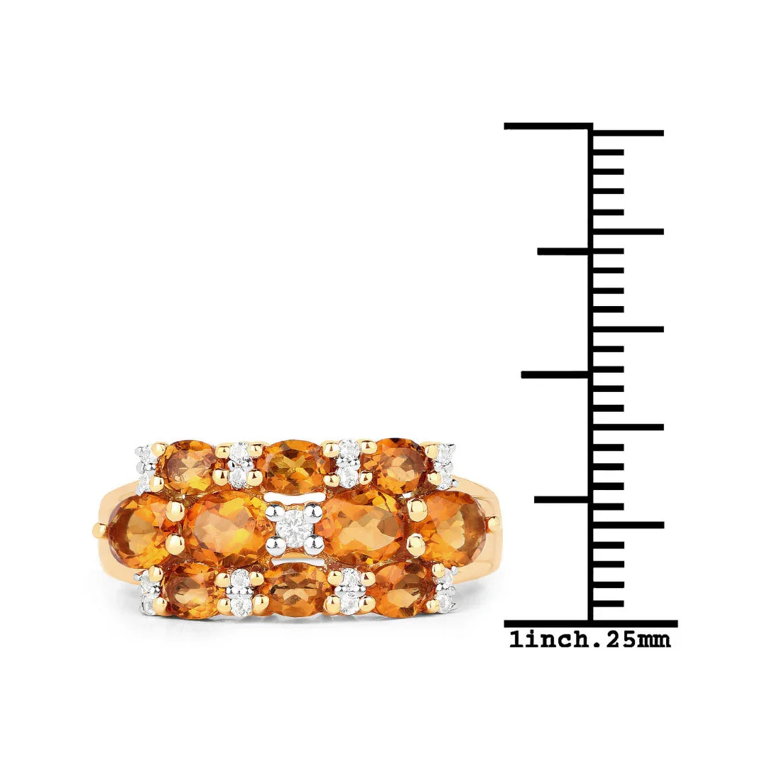 Silver Natural Citrine Cluster Ring