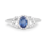 10K White Gold Blue Sapphire and White Diamond Ring