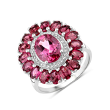 Pink Topaz and Garnet Flower Ring