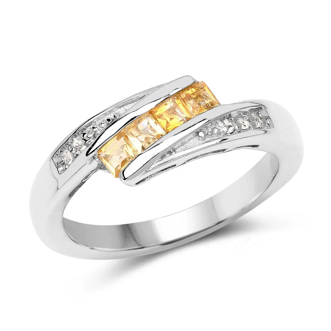 Citrine and White Topaz Bypass Ring