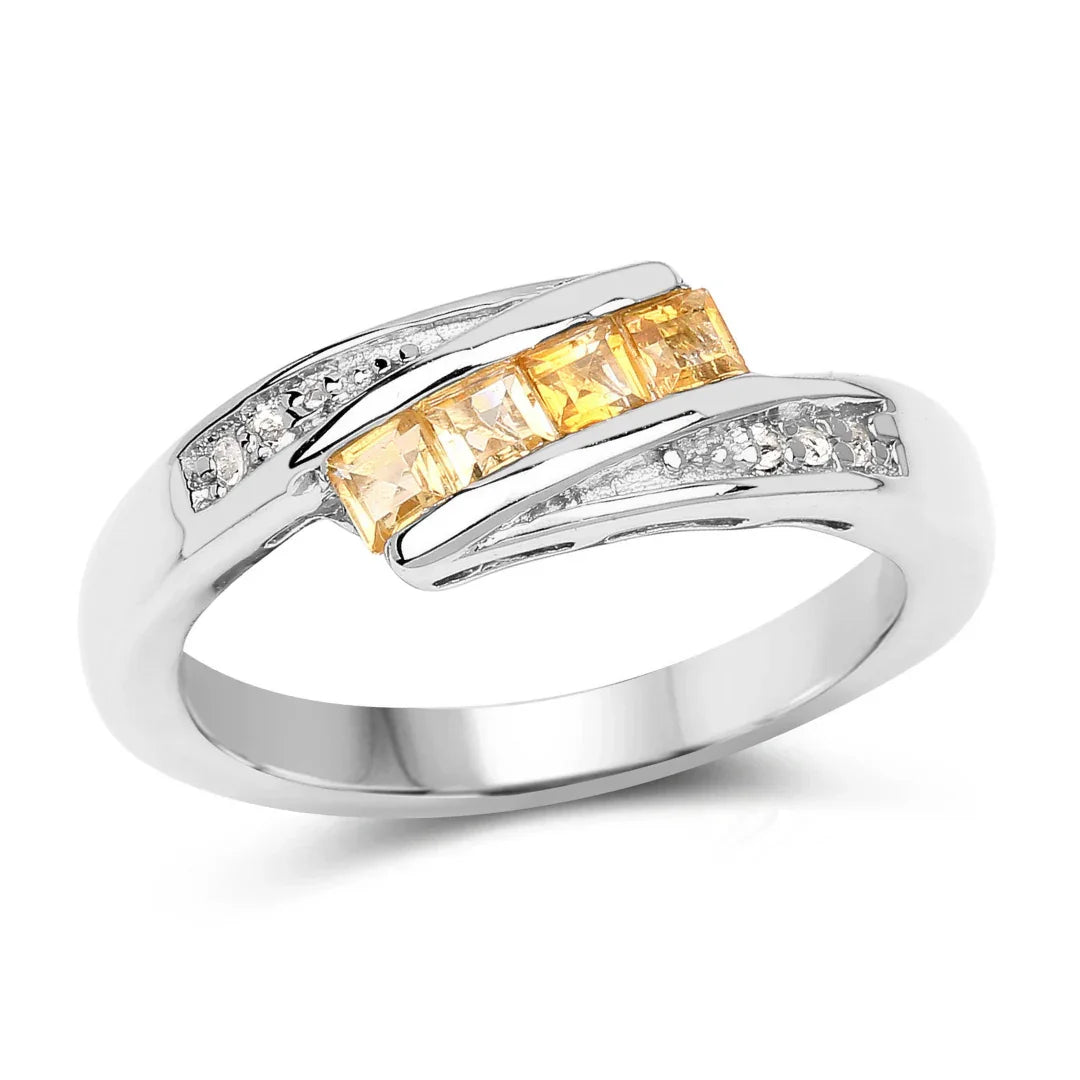 Citrine and White Topaz Bypass Ring